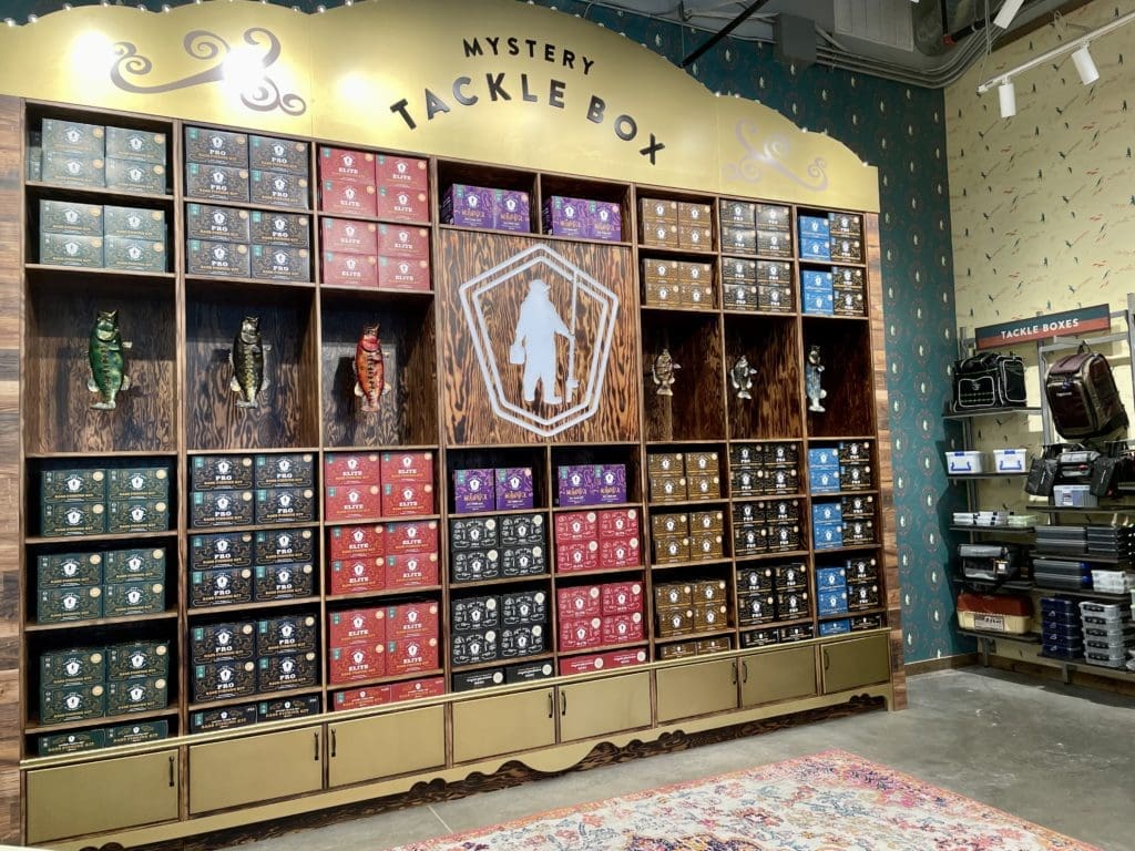 The famous Mystery Tackle Boxes can be found along the back wall. Photo by Courtney Dabney.