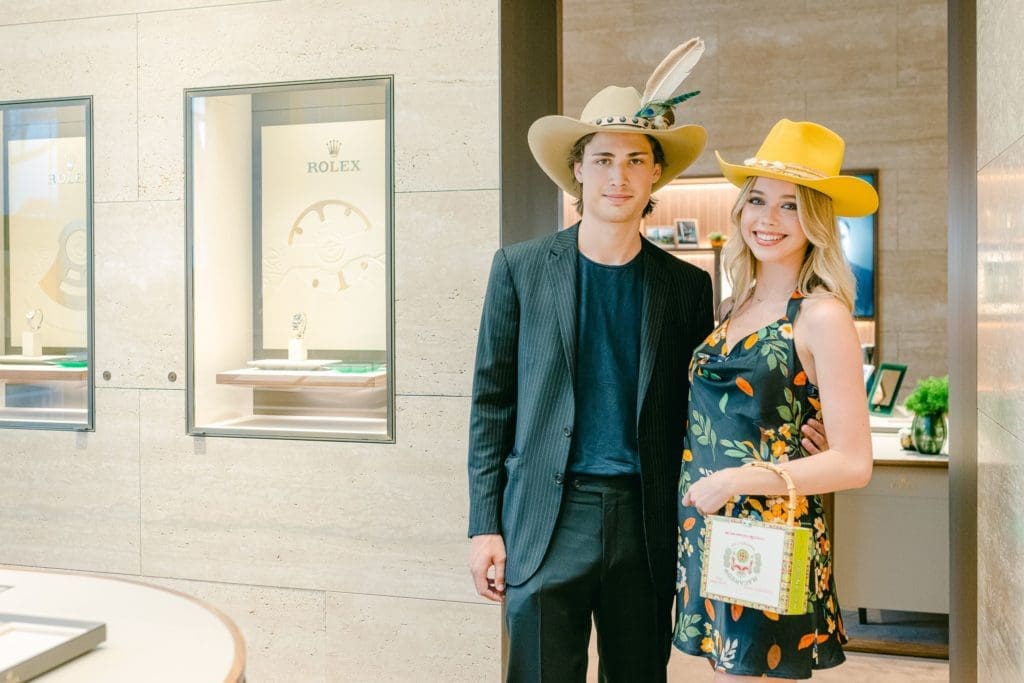 Konstantinos Fexis, Farrah Wohlford at the PetSet party at de Boulle Diamonds & Jewelry  (Photo by Si Vo Photography)  (Photo by Si Vo Photography)