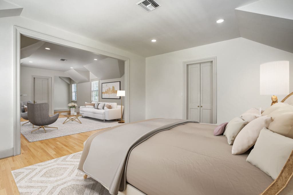 One of six ensuite bedrooms at 3920 Inverness in River Oaks, listed with Nan & Company Properties Christie's International Real Estate  (Photo by Turnkey Visuals LLC)