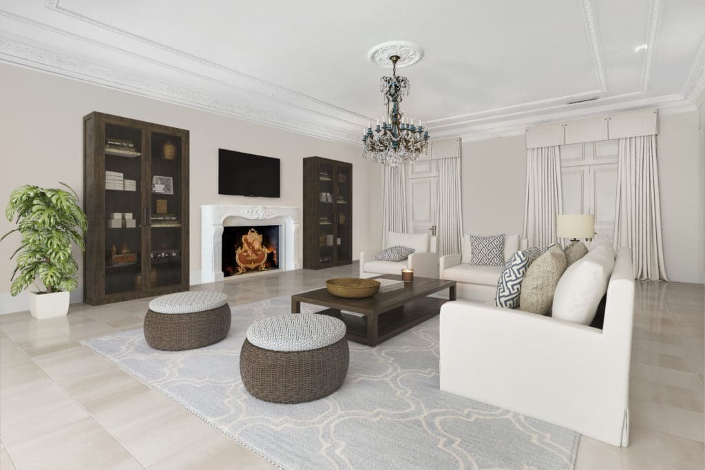 One of several rooms for entertaining at 3920 Inverness  (Photo by Turnkey Visuals LLC)