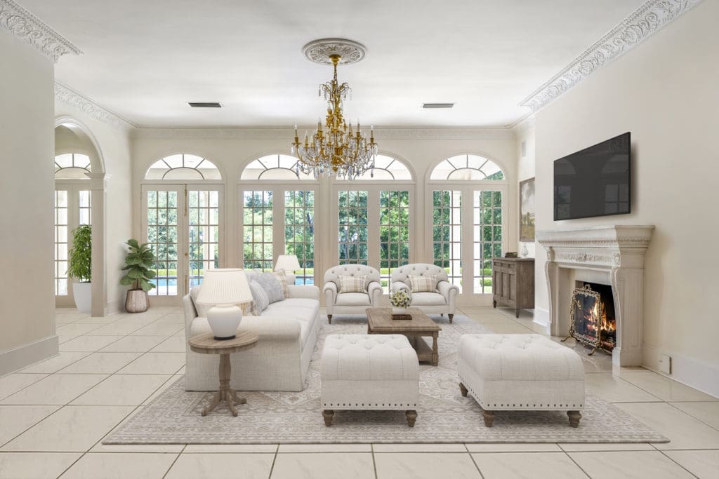One of several rooms for entertaining at 3920 Inverness  (Photo by Turnkey Visuals LLC)
