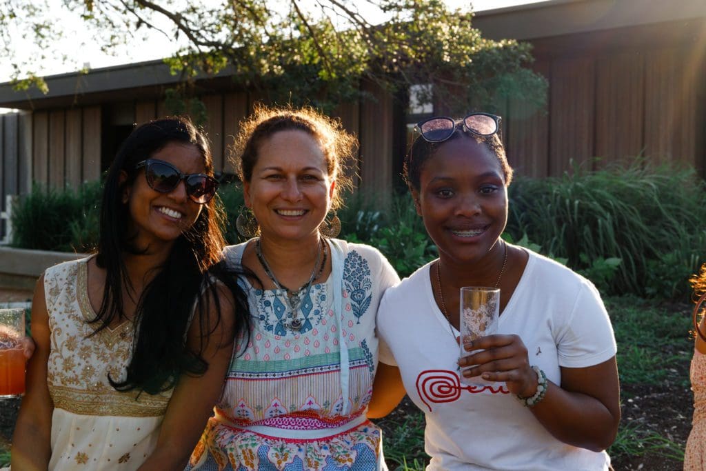 Pia Das, chef Karuna Diedericks, Ajahdae Edwards at the Summer Soulstice Dinner. (Photo by Liz Silva)
