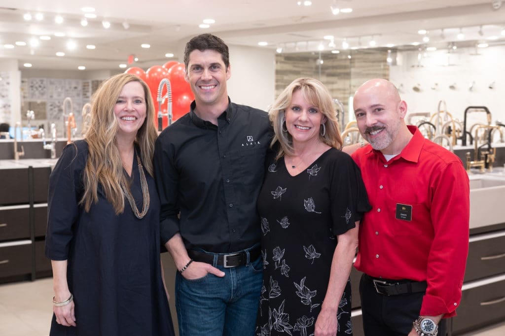 Kristen Ford, Alair Southeast Texas Regional Partner Chris Bolio, Kimberly Hanks and Jason Grigar at Bolio's fundraiser at Baths of America (Photo by Wilson Parish)