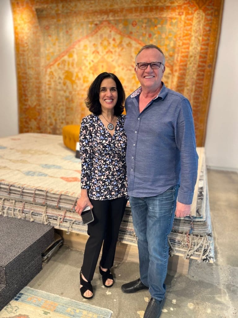 Rachelle Mostofi, Wolf Pfirrmann at Arsin Rug Gallery for Ronel Golden's book signing (Photo by Kathryn Smith)
