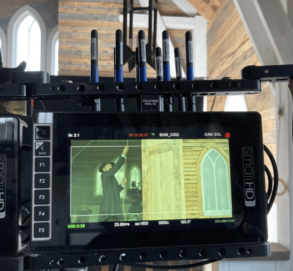 POV of Richie Gray behind the monitor on set. (Courtesy of @murderatyellowstonecity)