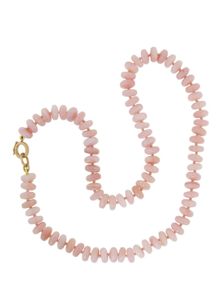 Rene Neuwirth 8mm Pink Opal Beaded Candy Rose Gold Necklace.