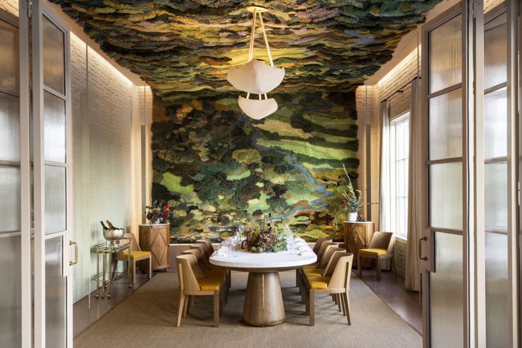 MARCH was named one of the the 10 Best New Restaurants in the country by the Robb Report.The private dining room features an original piece by Argentinian artist Alexandra Kehayoglou. (Photo by Julie Soefer)