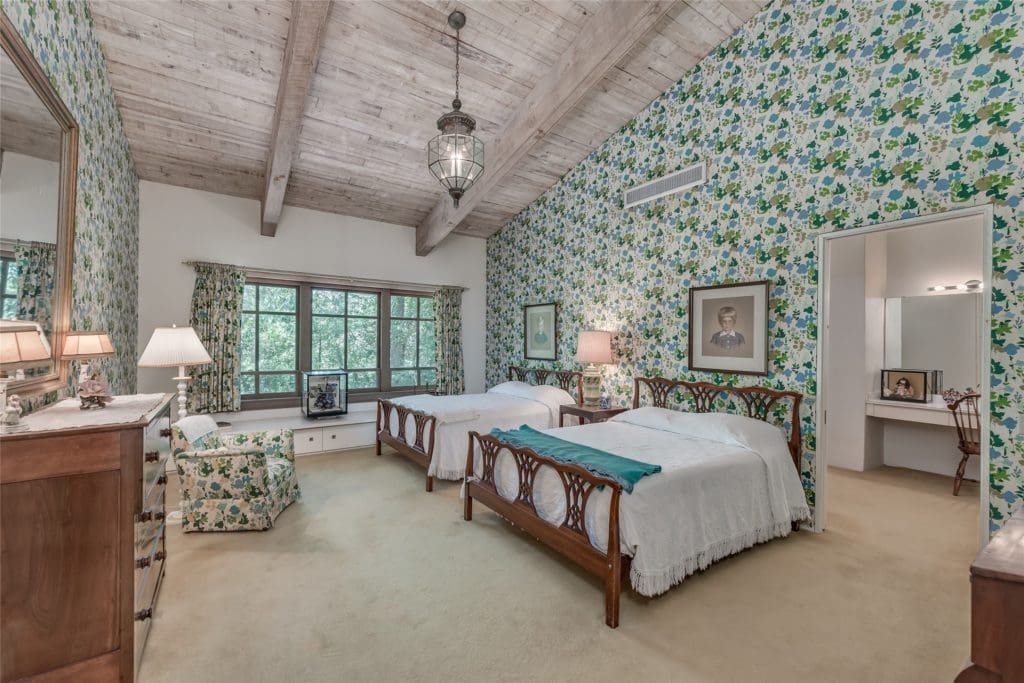 One of several guest bedrooms at 3 Longbow Lane. (Photo by Patrick Bertolino for Sotheby's International Realty)