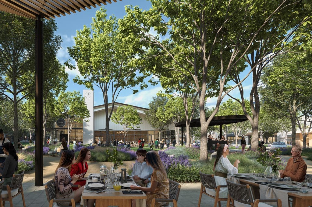 The Memorial Town Square plan includes bringing in some rescued old trees. Landscaping will be a major focus here.