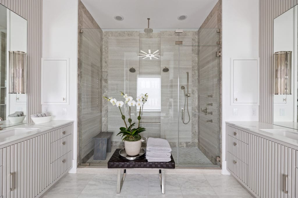 The master bath at 2028 Park Street, tucked between River Oaks and Montrose. (Photo by Josh Gremillion)