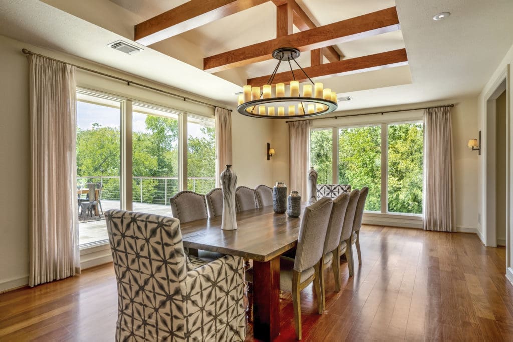 The formal dining room at 405 W. Spreading Oaks Avenue in Friendswood, originally designed for power house attorney Tony Buzbee