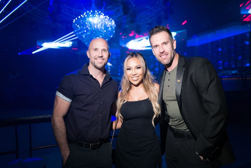 Nick Sanford, Lucy Wo, Matthew Massey at the reopening of South Beach in Montrose. (Photo by Daniel Ortiz)