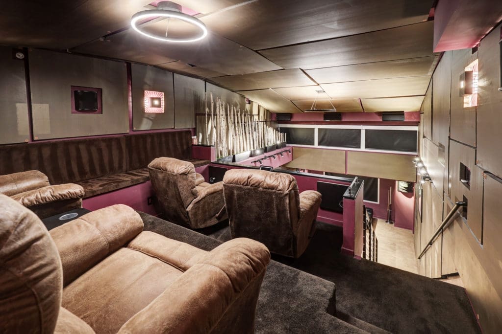 The in-home movie theater at 102 Quitmen. (Photo by TK Images)