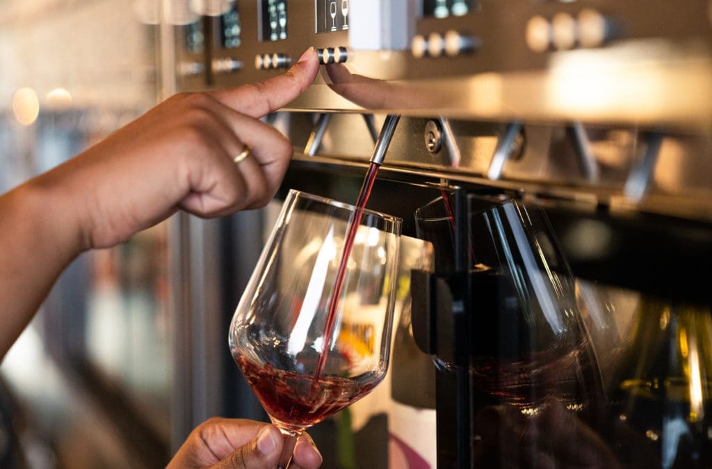 Roots' always changing varieties of wine are available in one,  three and five ounce pours. Beer and cider are also available.  (Photo by Michael Anthony)