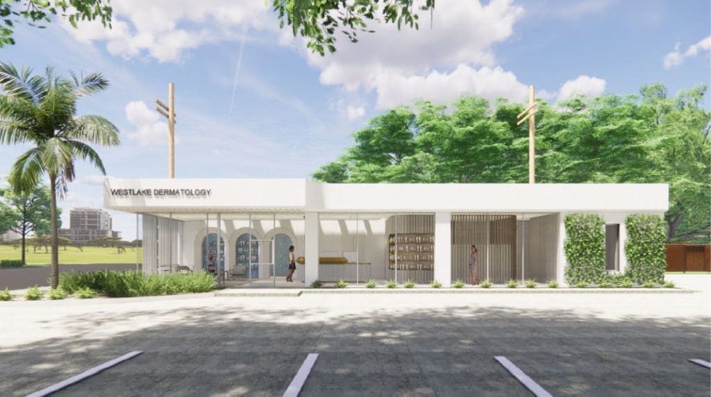 Rendering of Westlake Dermatology & Cosmetic Surgery River Oaks courtesy of Michael Hsu Office of Architecture.