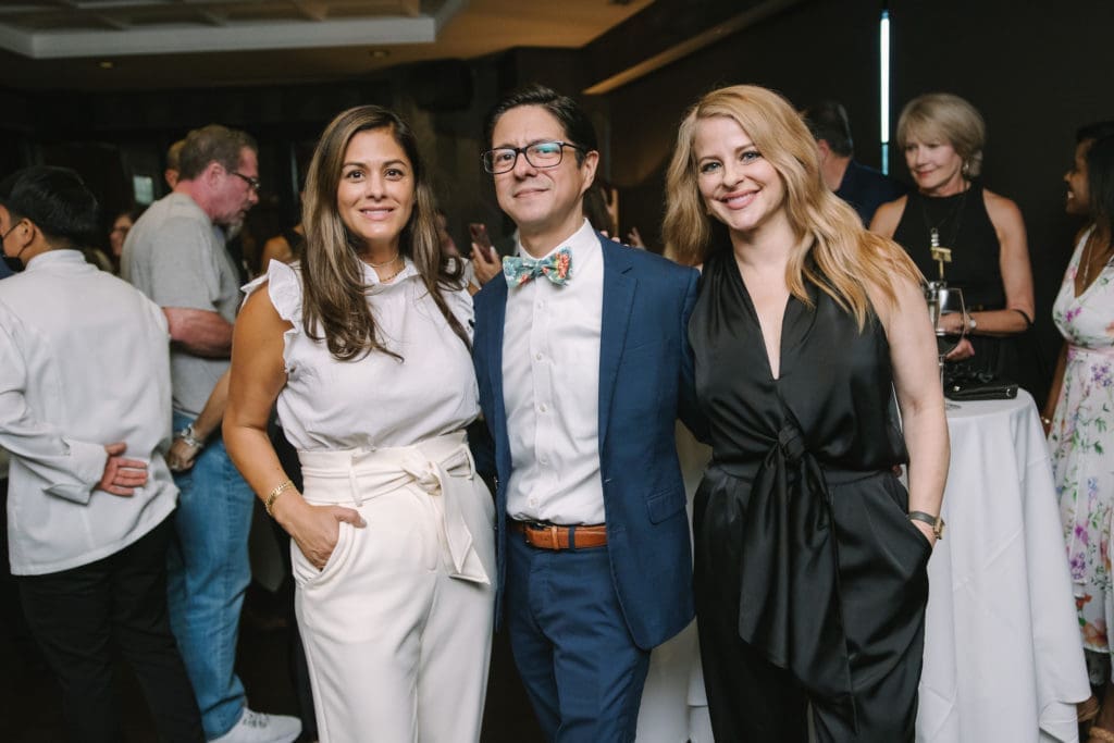 Katherine Orellana Ross, Nick Espinosa, Sarah Tucker at the fallsocial season launch party at Steak 48. (Photo by Johnny Than)
