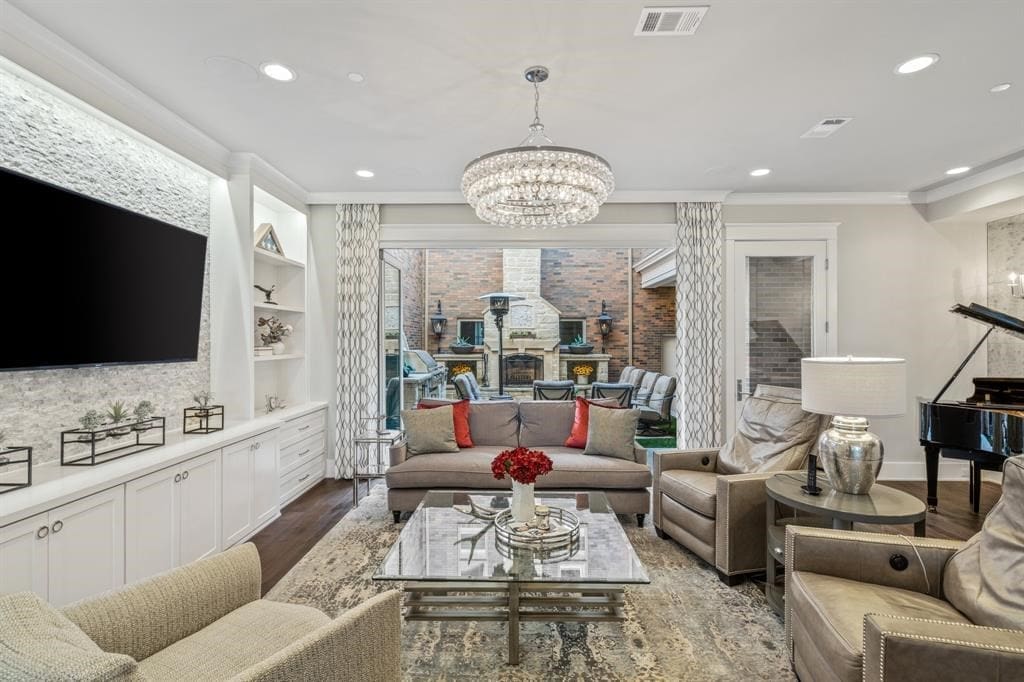 The living room opens to the very private courtyard beyond.