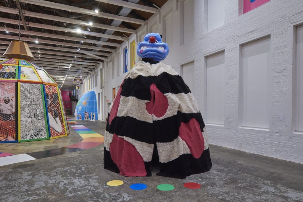 Trenton Doyle Hancock's "Mound #1" and 'The Color Crop Experience," 2018, at Hales Gallery and James Cohan (© Trenton Doyle Hancock 2022. Image courtesy the artist and James Cohan, New York. Photo by Tony Luong for MASS MoCA)