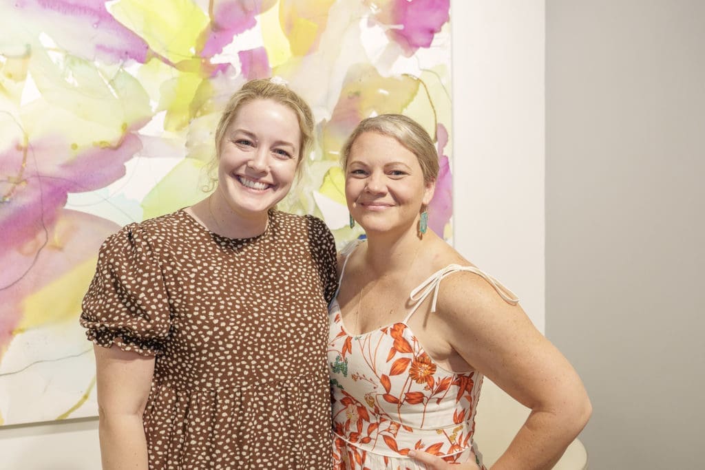 Elizabeth Gallant, Courtney Harmon at Urban Harvest's Cultivators launch event at Christopher Martin Gallery.