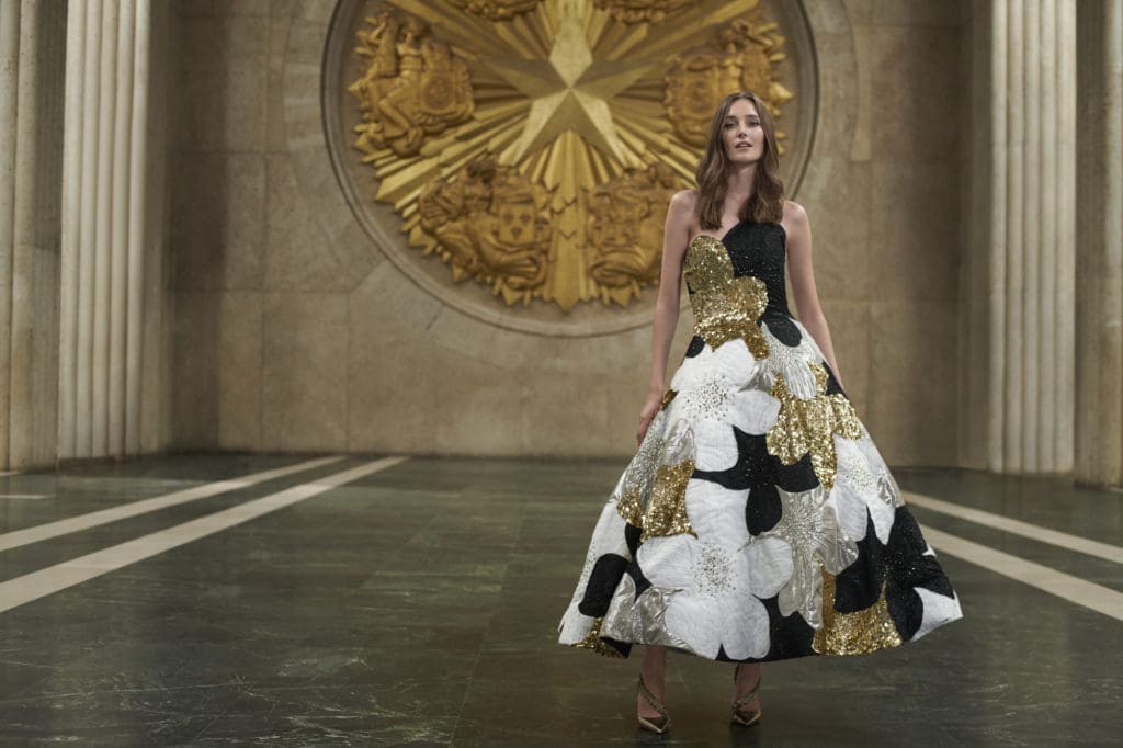 Carolina Herrera blends neutrals and metallics this fall.