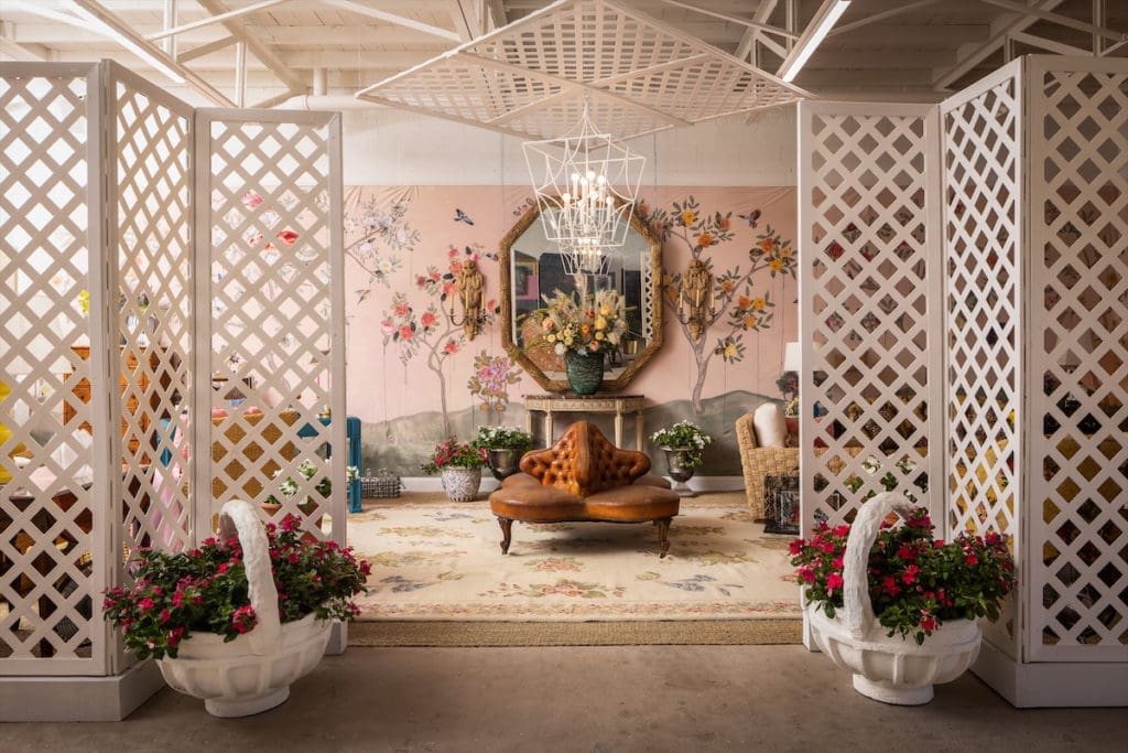 Hayslip Design's lovely ladies lounge for Dwell With Dignity's 2022 Thrift Studio. (Photo by Aaron Dougherty)