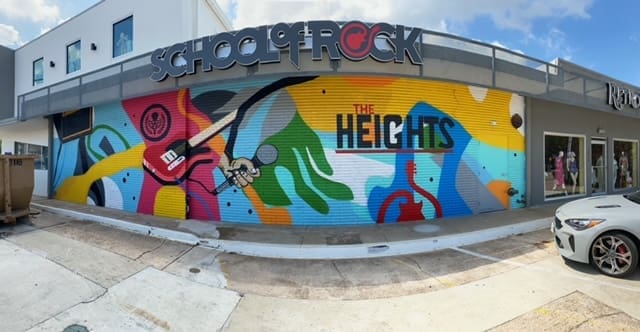 Nicole's in-progress mural for School of Rock in the Heights (Photo courtesy the artist.)