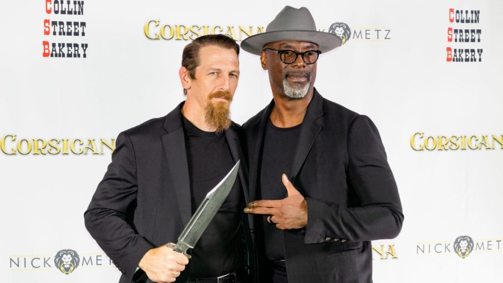The 'Corsciana' movie stars Jason Johnson and co-writer, director and actor Isiah Washington at the premiere in Katy, Texas.