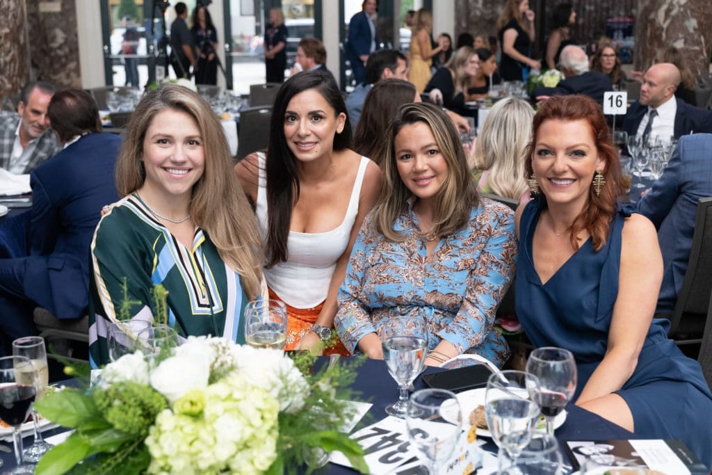 Jessica Roupe, Rachel Bagwell, Adrienne Crane, Julia Morales at the HelpCureHD fundraiser at Minute Maid Park. (Photo by Daniel Ortiz)