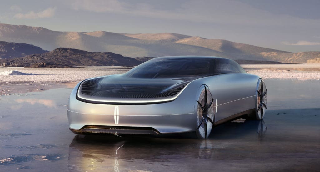 The Lincoln Model L100 Concept keeps it bold. This ride has a 100 percent vegan interior and a digital floor.