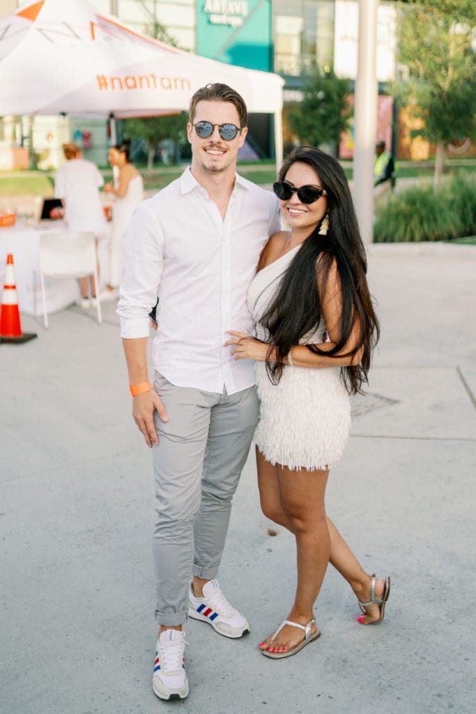 Marco Messner, Karla Villanueva at the Nan & Company Properties party held during White Linen Night in The Heights. (Photo by Nan Studios)
