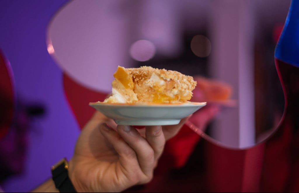 After a five-course meal ($100 a person with option to BYOB) finish the evening with a slice of Nectarine Icebox Pie. (Photo by  Dylan Scardino)
