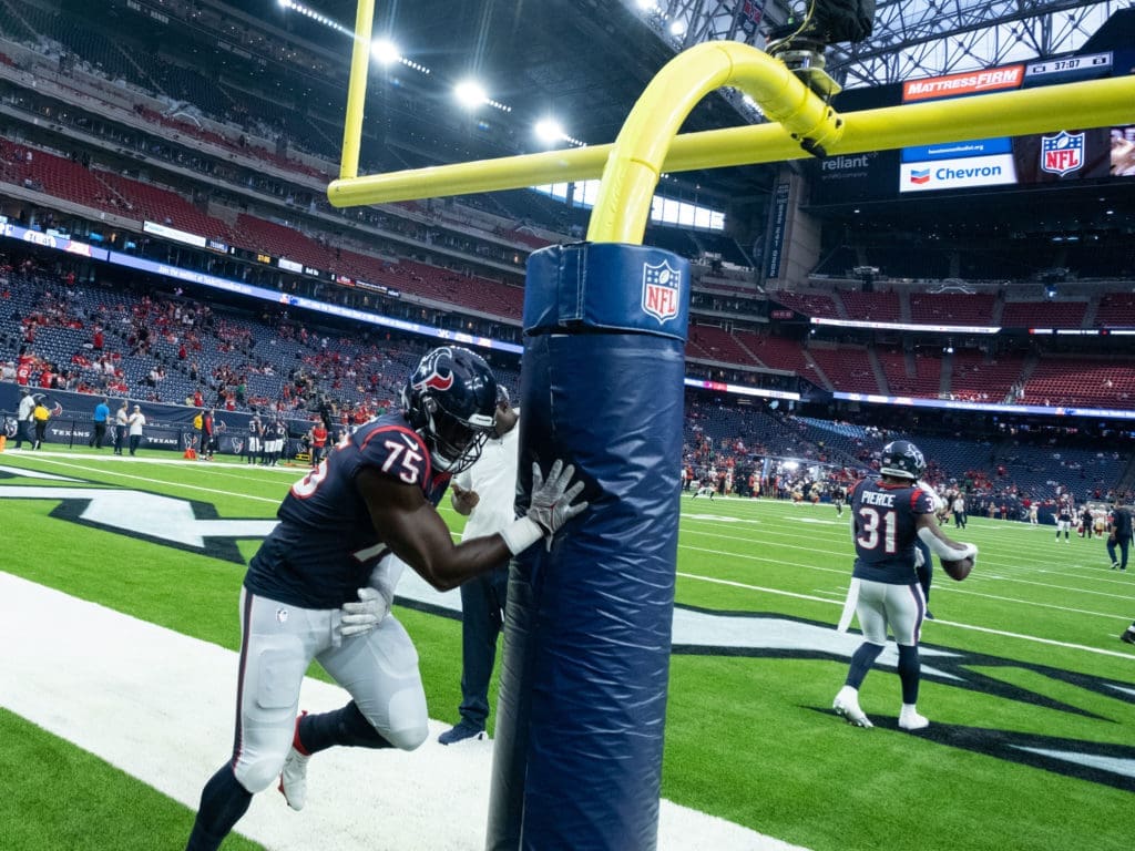 Dameon Pierce's touchdown gave the Texans reason to throw a little preseason party. (Photo by F. Carter Smith)
