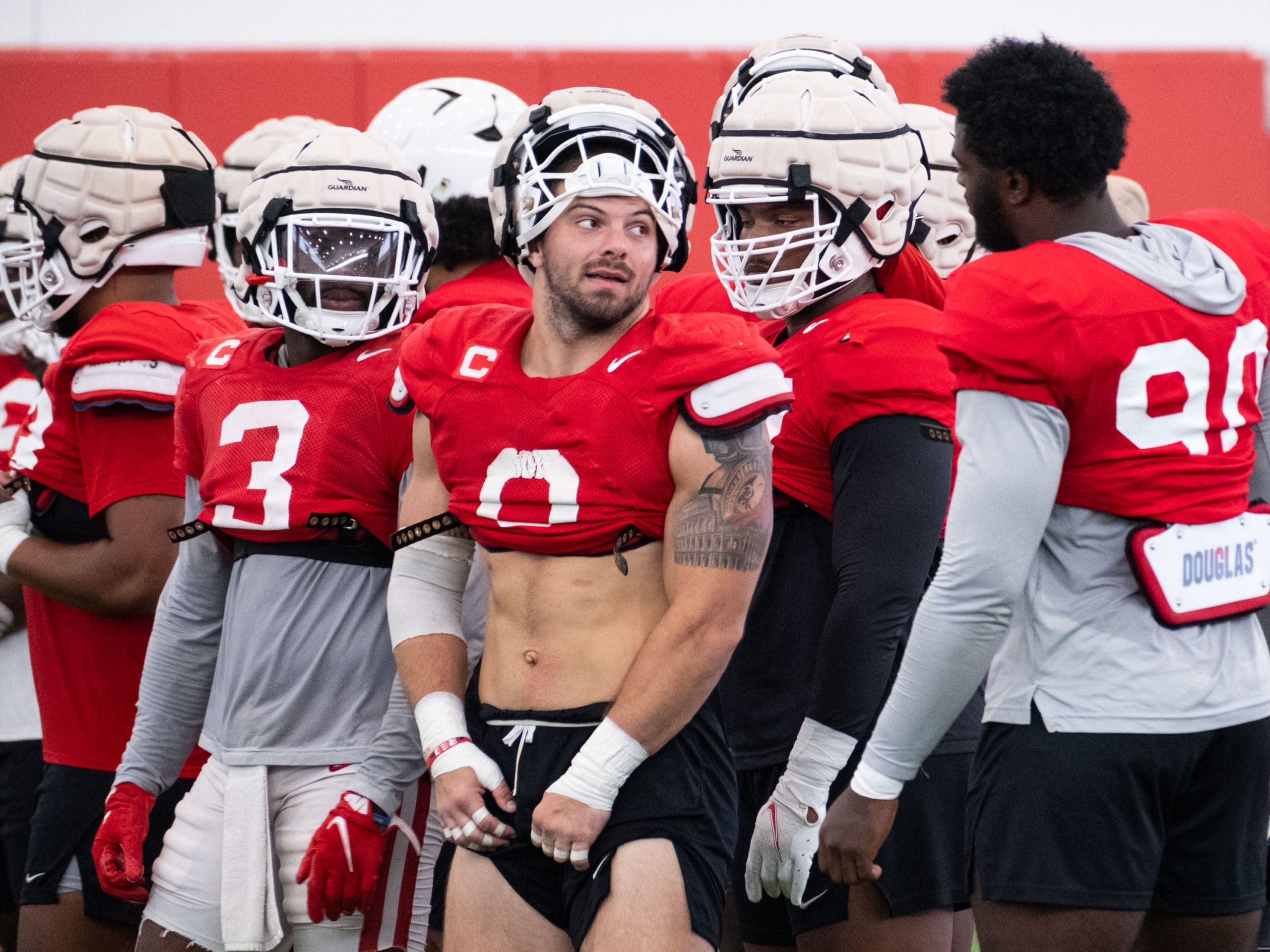 The University of Houston football team, led by head coach Dana Holgersen, held practice in their bubble.