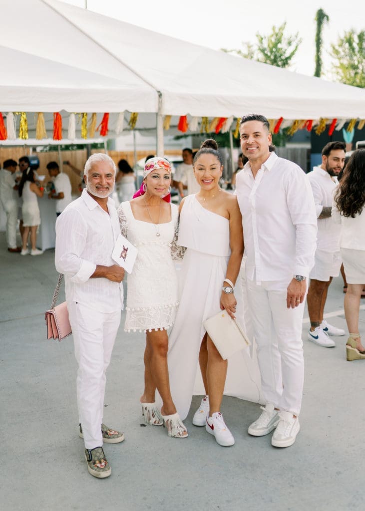 White Linen Night Wasim Khan & Fatema Khan, Nancy Almodovar & Jose Almodovar (Photo by Nan Studios)