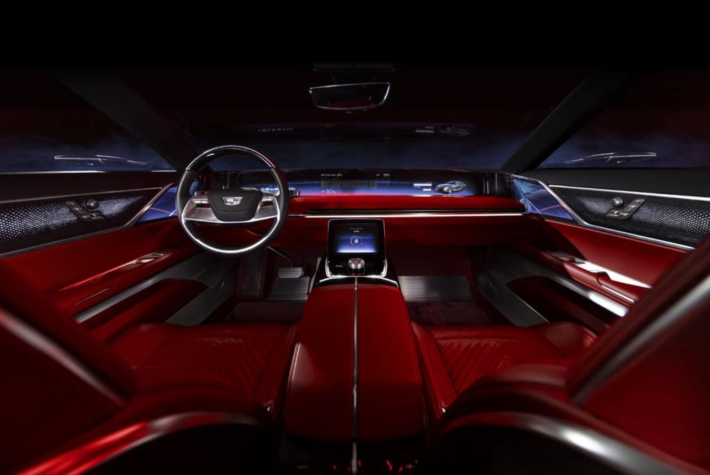 The interior of the Cadillac CELESTIQ show car leaves an impression.