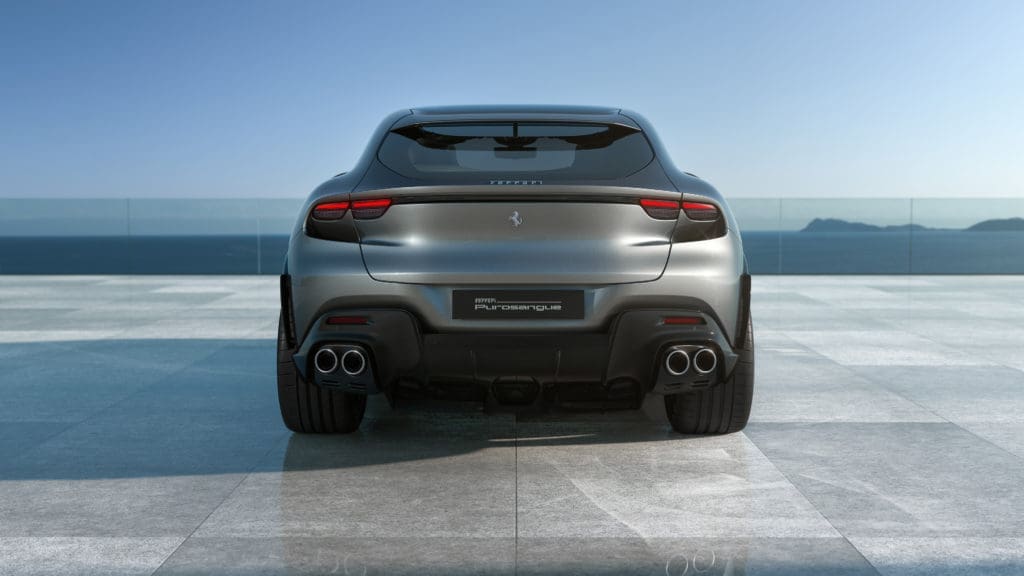 Unlike most similar vehicles, the Purosangue has no rear windshield wiper, instead relying on airflow to keep the back window clean. (Courtesy Ferrari)