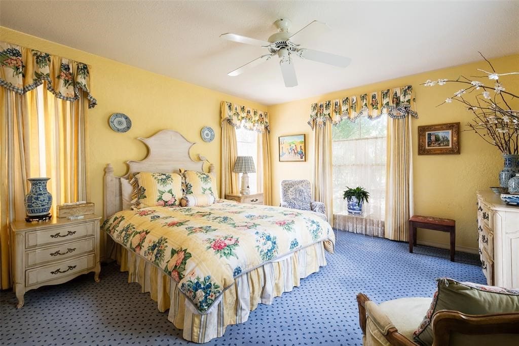 A sunny bedroom. 