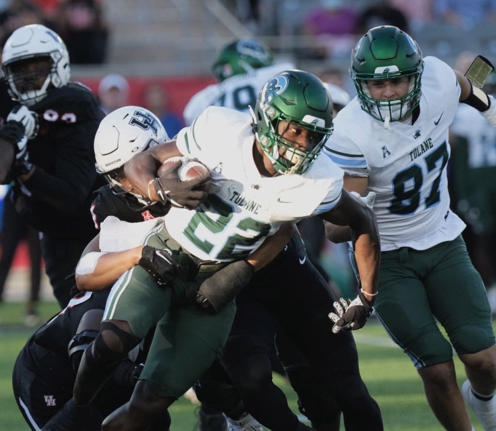 Down to its third string quarterback against UH, Tulane turned to players like tailback Tyjae Spears and kept it going. (Photo by F. Carter Smith)