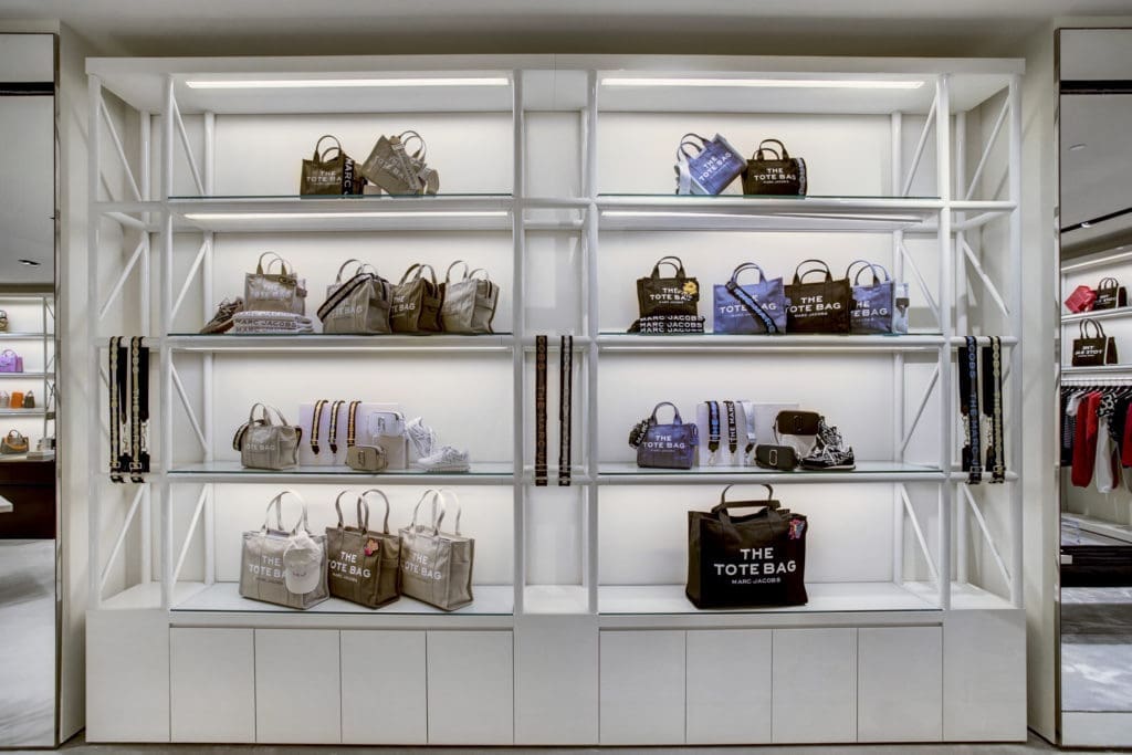Marc Jacobs' The Tote Bag on display in the Houston Galleria boutique