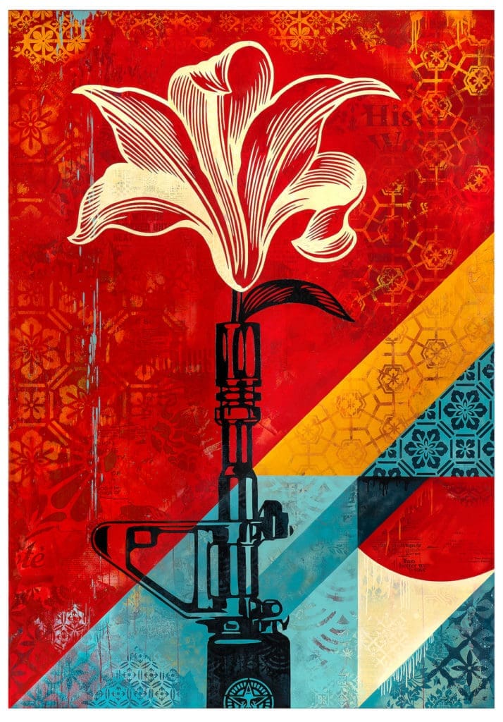 Shepard Fairey's "AR-15 Lily," 2021 (courtesy of artist)