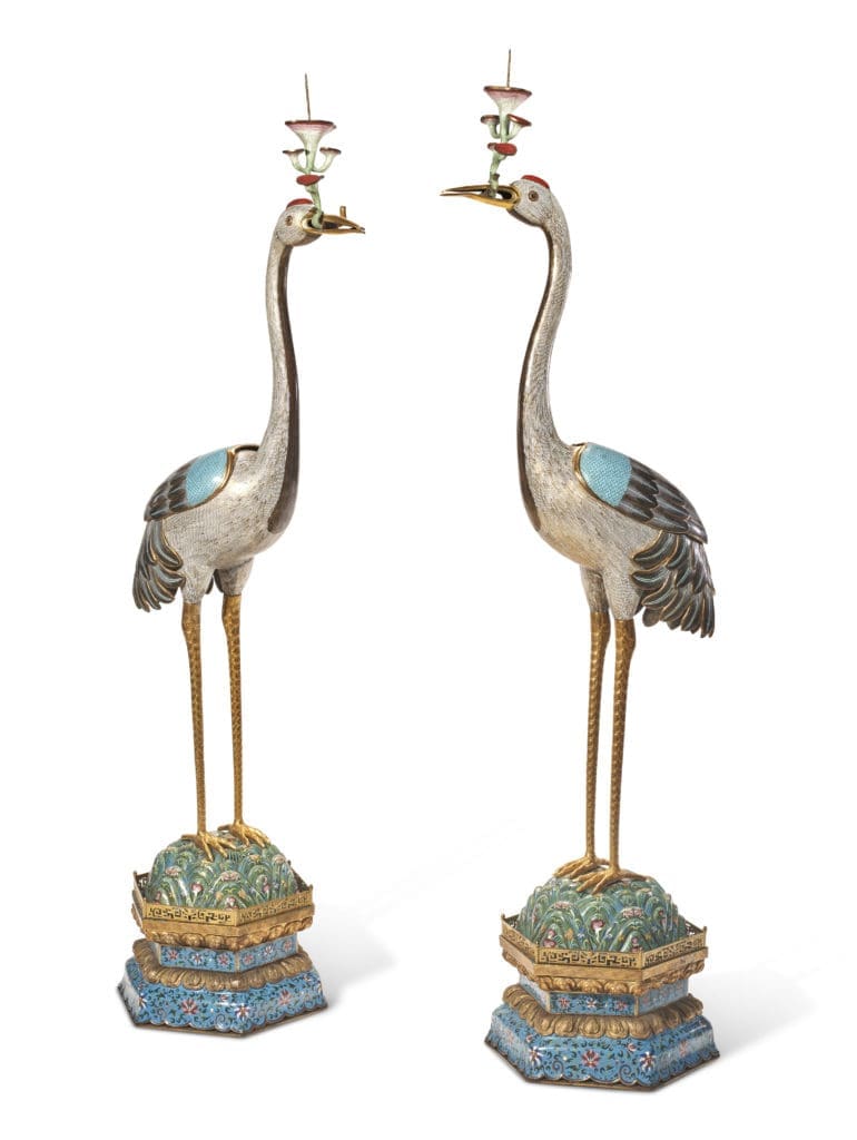 A very rare pair of Chinese painted enamel garden seats Qing Dynasty 18th Century