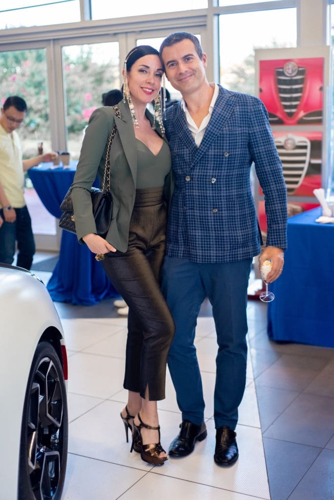 Sandra & Stefano Serrani at the Maserati Grecale Roadshow at Helfman Maserati (Photo by Camille Simmons)