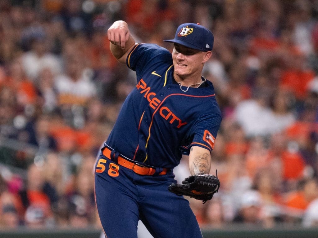Young Houston Astros Hunter Brown is trying to find his way. (Photo by F. Carter Smith)