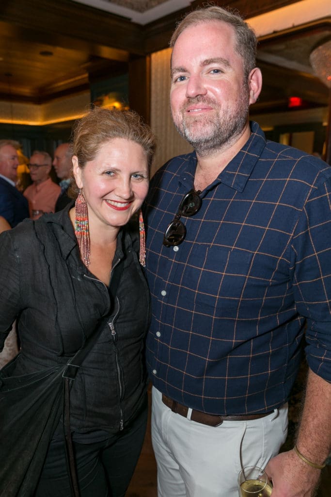 Claudia Solis, Jonathan Beitler at Orange Show Gala kickoff (Photo by Emily Jaschke)