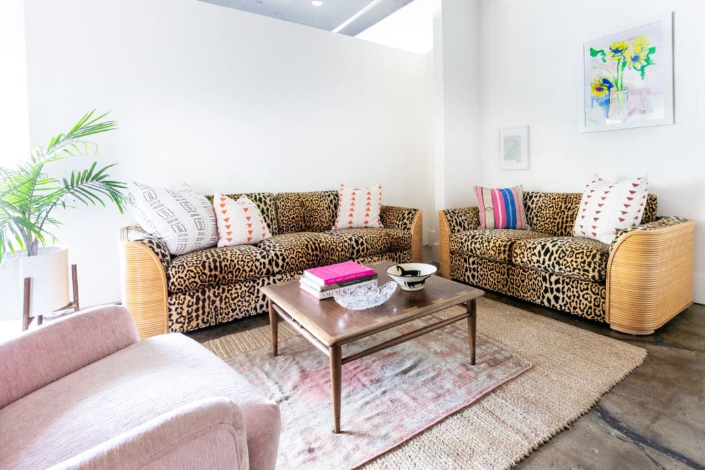 Vintage furnishings in the Mary Patton Design shop have been reimagined and reupholstered for new beginnings. 