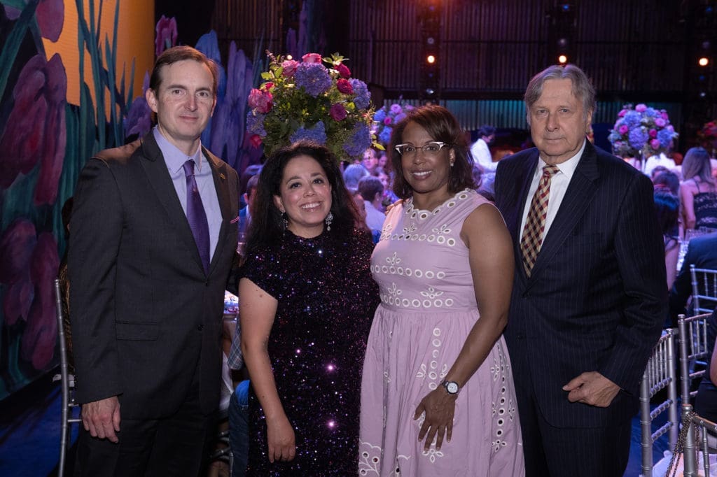 Michael Hawkins, Liliana Soltero, Desrye Morgan, Joseph Matulevich at the Houston Ballet Opening Night Onstage Dinner (Photo by Wilson Parish)   