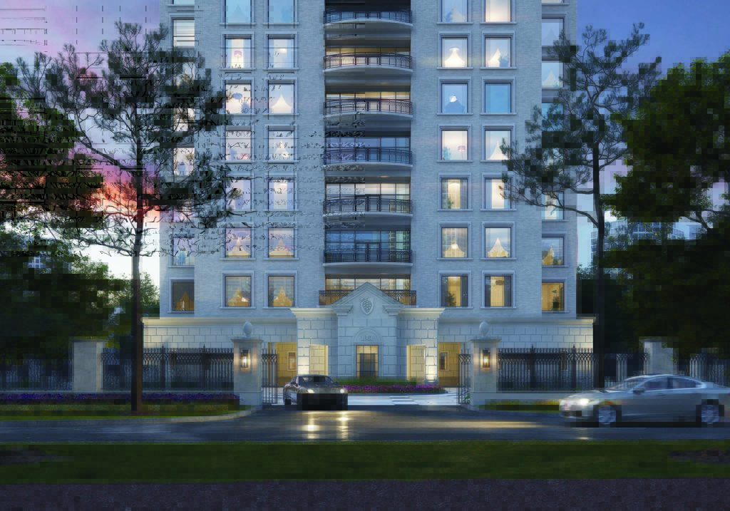 1661 Tanglewood's limestone and brick façade is reminiscent of those designed in the 1920s by Rosario Candela for his buildings on Park and Fifth avenues.