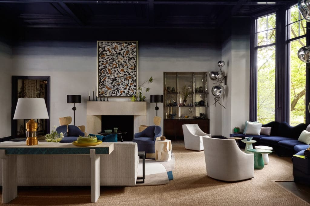 A bold juxtaposition of shapes in this room by LC Studio (Photo by Nathan Schroder)