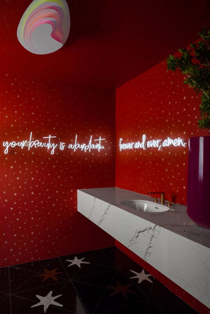 The vibrantly saturated Bathroom by Beauty Is Abundant (Photo by Nathan Schroder)