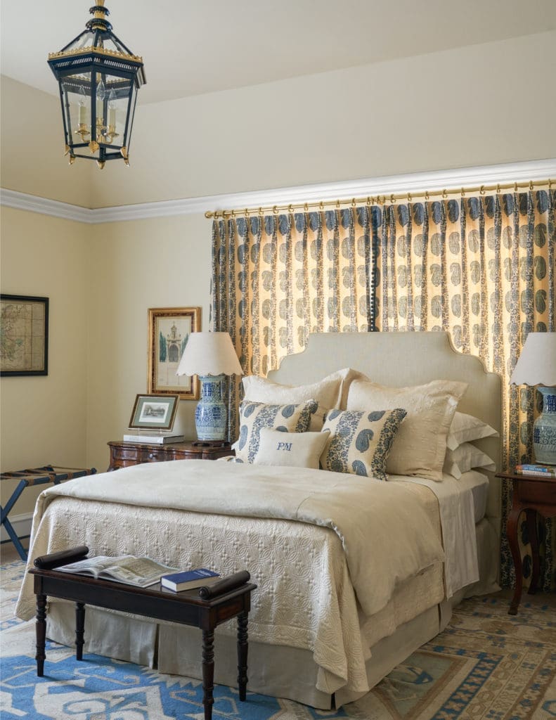 The Traveler’s Retreat bedroom by Patricia McLean Interiors, Inc., exudes a Moorish elegance with a clean, ordered appeal (Photo by Nathan Schroeder)